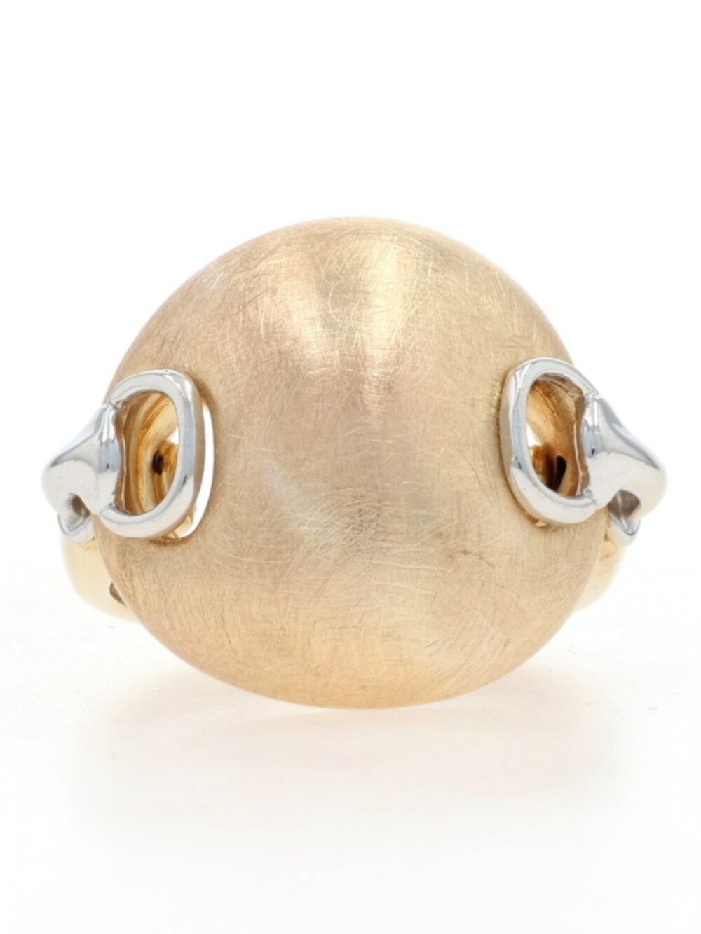 Yellow Gold Brushed Dome Statement Ring - 14k Geometric